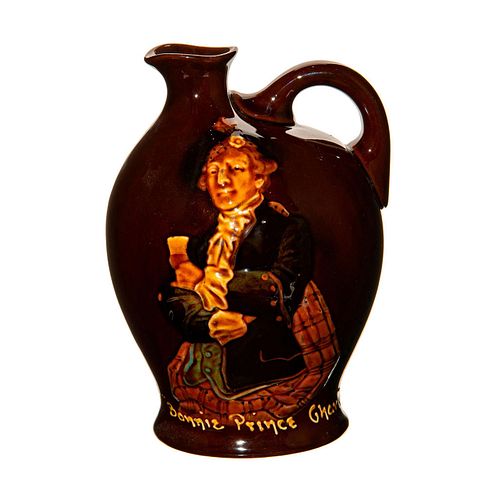 Royal Doulton Bonnie Prince Charlie Dewar's Whiskey Flask in Kingsware Glaze.