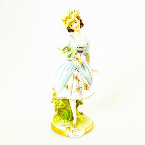 Vintage Porcelain Figurine, Lady With Flowers