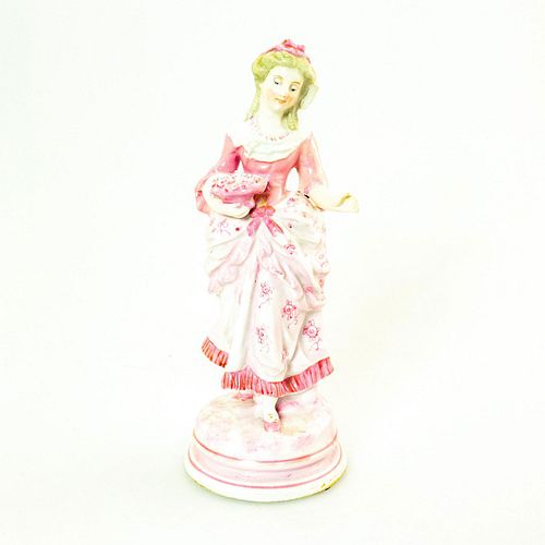 Vintage Porcelain Lady Figurine, Woman With Flowers