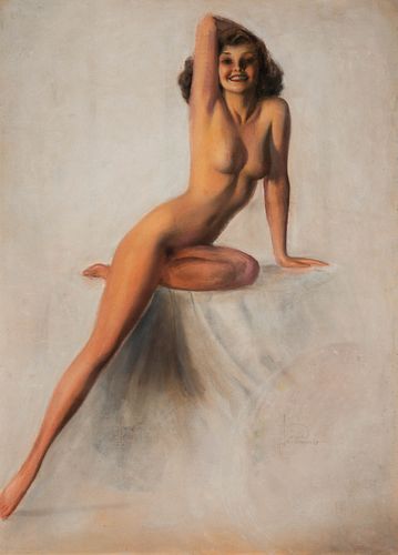 Rolf Armstrong(American, 1890-1960)Nude with Right Arm on Head, c. 1950s