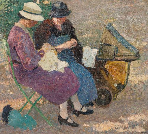 Henri Jean Guillaume Martin
(French, 1860-1943)
Deux femmes assises aupres d'une voiture d'enfant