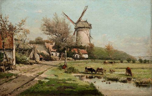 Eugene Verboeckhoven with Isidore Meyers(Belgian, 1799-1881)Dutch Windmill