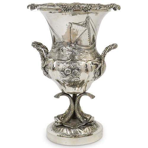 English J.E Terry Sterling Silver Dolphin Vase