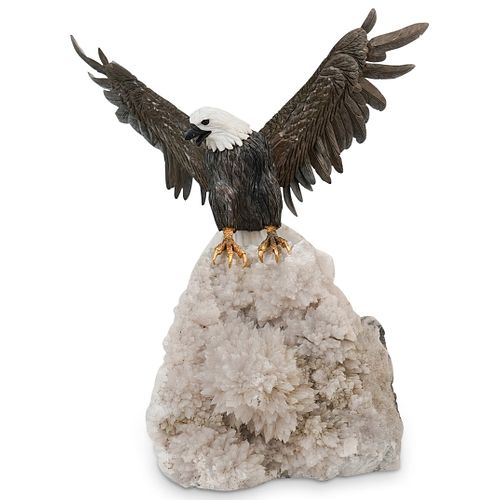Large Semi Precious Stone Eagle Sculpture