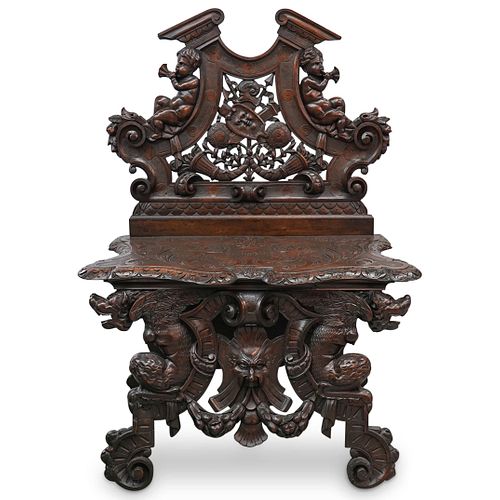 Antique Renaissance Carved Wood Chair