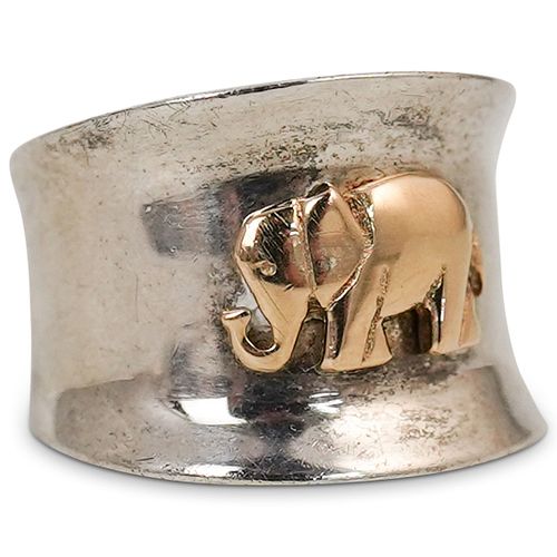 14K and Sterling Elephant Ring