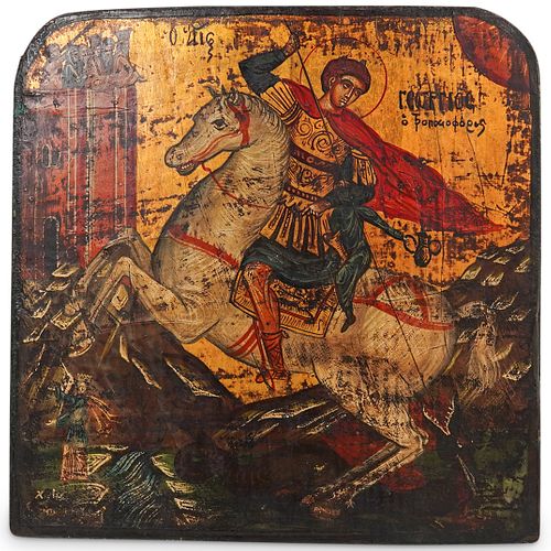 Antique Russian Icon On Panel