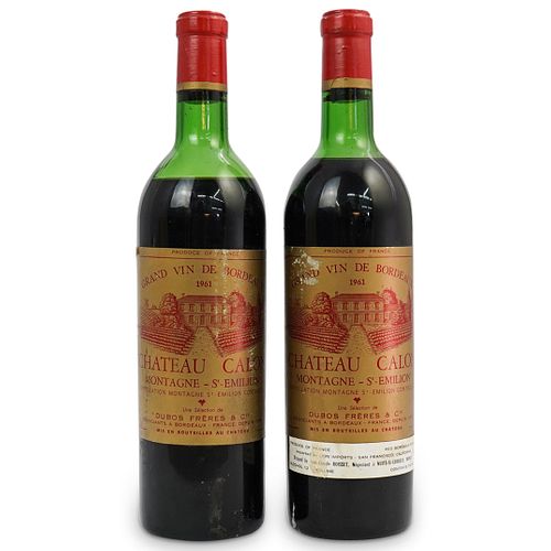 (2 Pc) 1961 Chateau Calon Red Bordeaux Wine Bottles