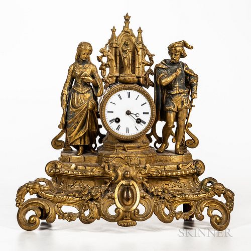Figural Gilt Mantel Clock