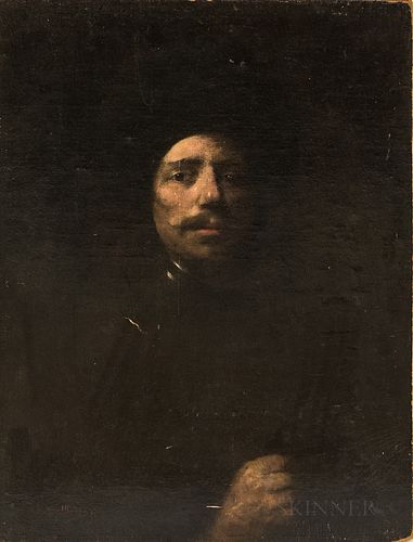 Louis Mettling (French, 1847-1904)

Portrait Bust of a Man in the Style of Rembrandt. Signed ".L. Mettling." l.l. Oil on canvas, 31 1/4 x 23 5/8 in., 