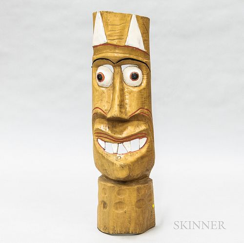 Carved and Painted Wooden Tiki Mask