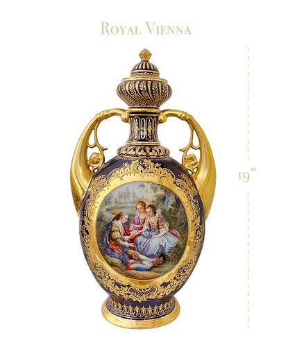 A Royal Vienna Hand-Painted Porcelain Lidded Urn