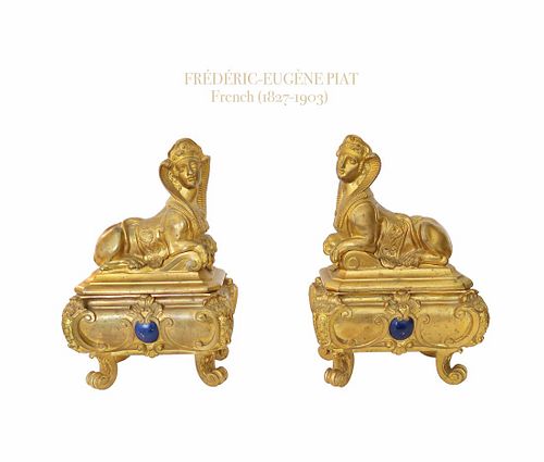 A Pair of Frederic Eugene Piat Gilt Bronze Chenets