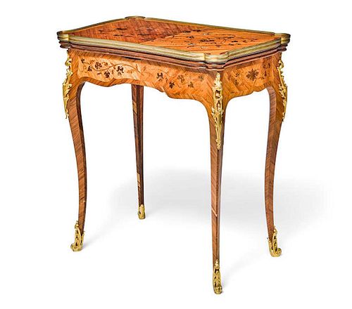 19th C. Louis XV Style Gilt Bronze/Kingwood Games Table