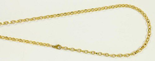 A GOLD NECKLACE, MARKED 9K, 26.3G