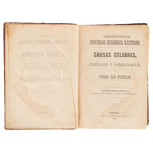 Dupressoir, Ch. Causas Célebres, Criminales y Correccionales de Todos los Pueblos. México, 1853. Ilustrado.