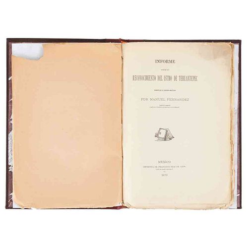 Fernández, Manuel. Informe sobre el Reconocimiento del Istmo de Tehuantepec... México, 1879. 3 mapas plegados.