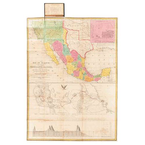 Mitchell, Samuel Augustus. Map of Mexico... Philadelphia, 1847. Mapa coloreado. Ilustra el Progreso de la Guerra de 1847.