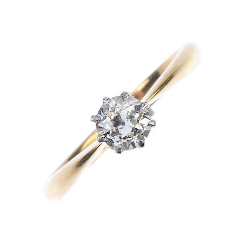 An interchangeable diamond single-stone ring, stickpin and stud. Comprising an old-cut diamond singl