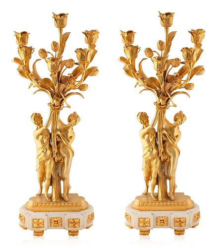A PAIR OF FRENCH LOUIS XV STYLE CANDELABRAS, 19TH CENTURY 