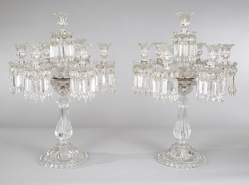 A PAIR OF FRENCH SEVEN-LIGHT CRYSTAL CANDELABRA, BACCARAT, 20TH CENTURY 