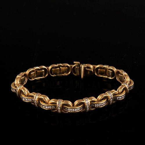 A Charles Krypell 18K Yellow Gold and Diamond Bracelet