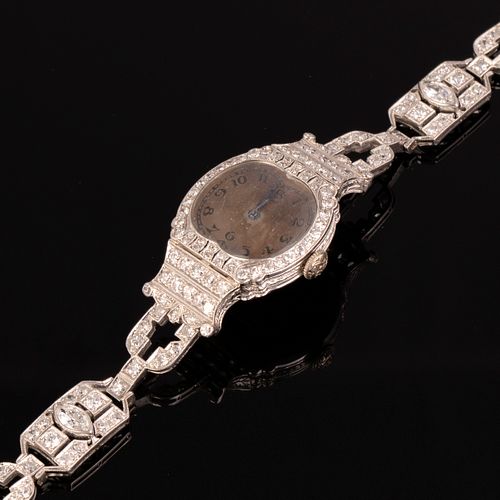 Audemars Piguet Platinum and Diamond Deco Bracelet Watch
