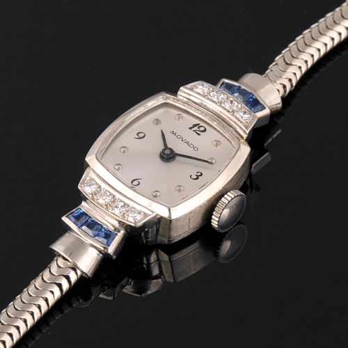 Movado Ref. 4045 White Gold, Diamond and Sapphire Bracelet Watch