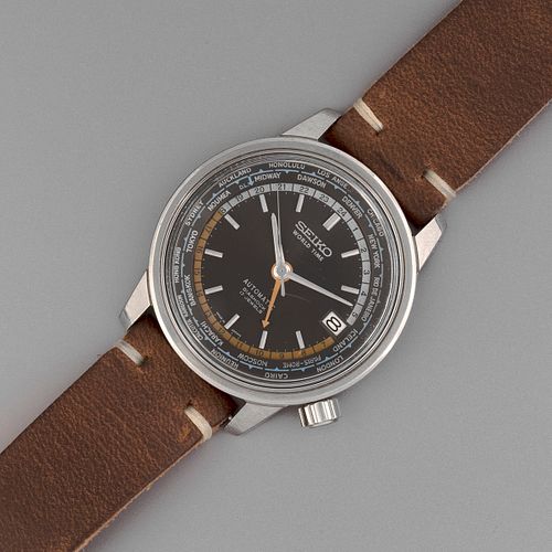 Seiko Ref. 6217-7000 Stainless Steel Automatic World Time Wristwatch with Date for the 1964 Olympics