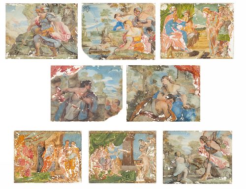 A GROUP OF EIGHT REVERSE GLASS PAINTINGS, NEAPOLITAN SCHOOL 17TH CENTURY 