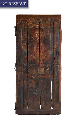 AN ARMENIAN PAINTED WOODEN DOOR, 17TH-18TH CENTURY 