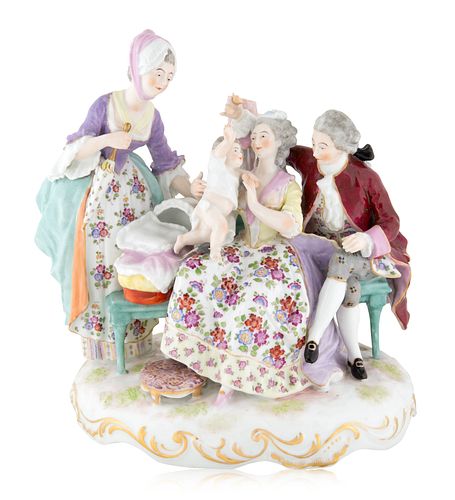 A MEISSEN PORCELAIN VICTORIAN FIGURAL GROUP, LATE 19TH-EARLY 20TH CENTURY 
