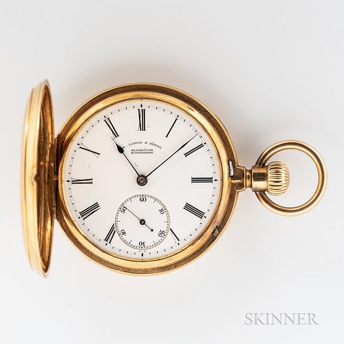 A. Lange & Sohne Glashutte B/Dresden 18kt Gold Hunter-case Watch and Associated Box
