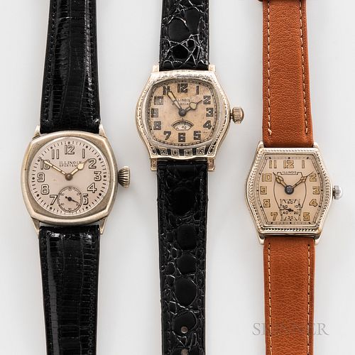 Three Illinois Watch Co. Wristwatches