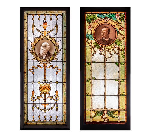 Two Leo P. Frohe Stained Glass Panels