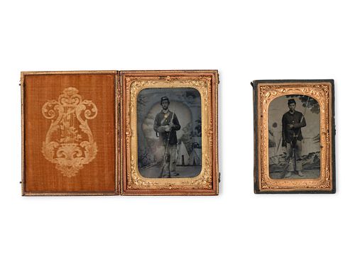 Two Bayonetted Long-Rifleman Tintypes