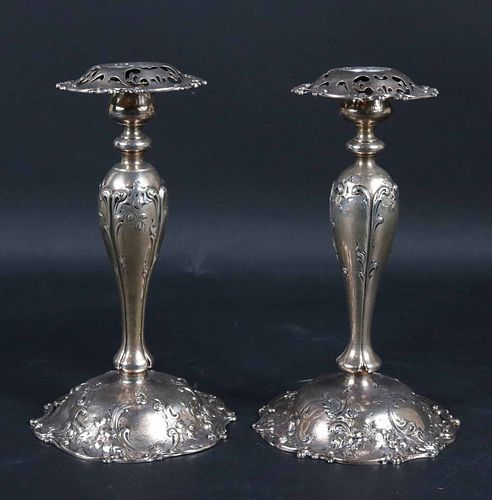Pair of Sterling Reticulated Candlesticks
