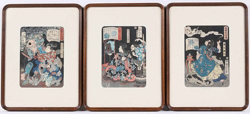 Three Woodblock Prints, Tsukioka Yoshitoshi