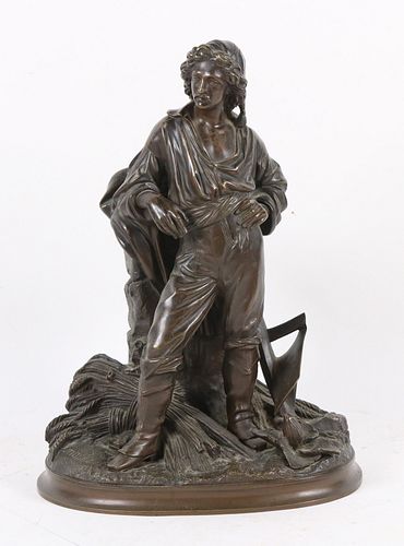 Paul Emil Machault, Bronze Sculpture, Peasant