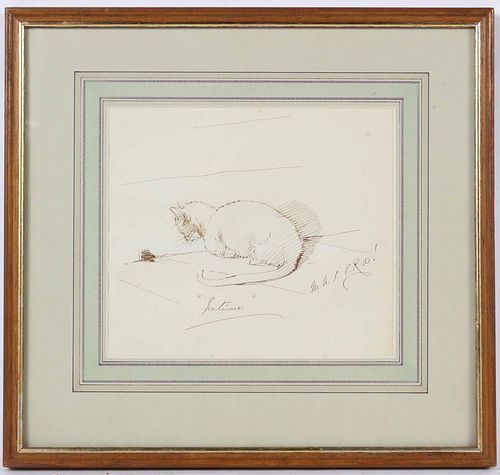 Martin Shee Archer, Pen & Ink, Study of Cat