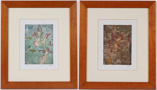 Two Roberto Matta Lithographs, Abstract Figures