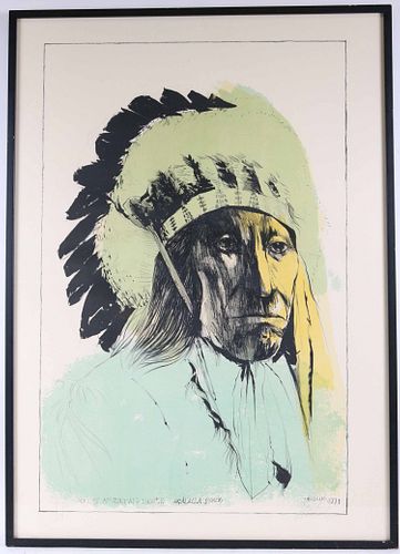 Leonard Baskin, Lithograph "Chief American Horse"