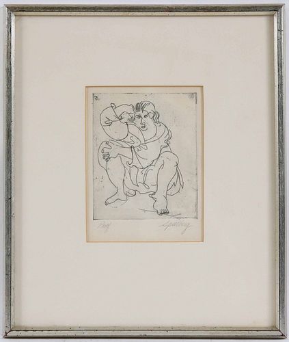Hertha Spielberg, Lithograph, Seated Woman