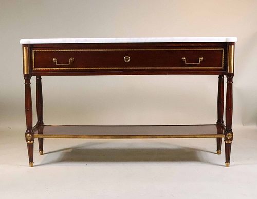 Louis XVI Style Marble Top Mahogany Serving Table