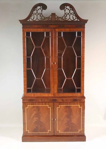 George III Style Mahogany Bookcase Cabinet