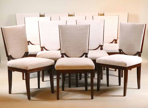 Twelve Modern White-Upholstered Dining Chairs