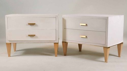 Pair of Modern Two Drawer Nightstands
