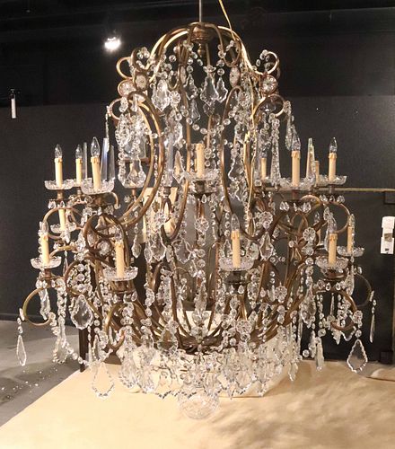 Louis XV Style 20-Light Crystal &Metal Chandelier