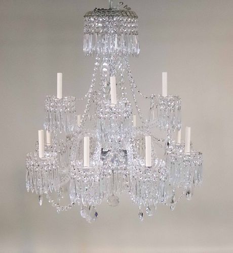 Louis XV Style Twelve Light Crystal Chandelier