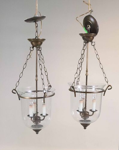 Pair of Federal Style Bell-Jar Hall Lanterns